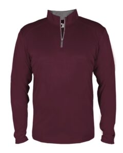 Badger 4102 Men’s B-Core Quarter-Zip Pullover – Maroon/ Graphite