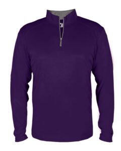 Badger 4102 Men’s B-Core Quarter-Zip Pullover – Purple/ Graphite