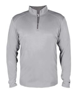 Badger 4102 Men’s B-Core Quarter-Zip Pullover – Silver/ Graphite