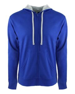 Next Level 9601 Unisex Laguna Full-Zip Hoodie Sweatshirt – Royal/ Heather Grey