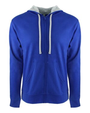 Next Level 9601 Unisex Laguna Full-Zip Hoodie Sweatshirt – Royal/ Heather Grey