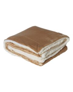 Alpine Fleece 8712 Micro Mink Sherpa Blanket – Camel (side)