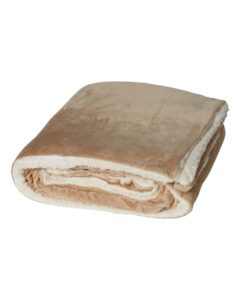 Alpine Fleece 8726 Oversized Mink Sherpa Blanket – Camel (side)