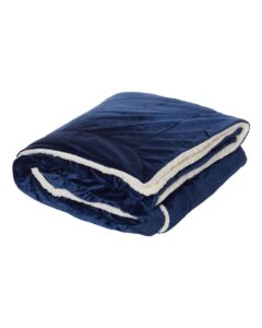 Alpine Fleece 8726 Oversized Mink Sherpa Blanket – Navy (side)