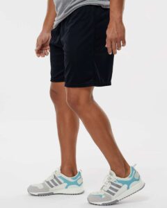 Augusta Sportswear 1425 Men’s Octane Shorts – Black (on model side)