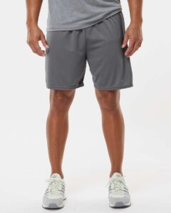 Augusta Sportswear 1425 Men’s Octane Shorts – Graphite (on model)