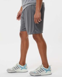 Augusta Sportswear 1425 Men’s Octane Shorts – Graphite (on model side)