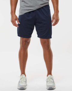 Augusta Sportswear 1425 Men’s Octane Shorts – Navy (on model)