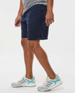 Augusta Sportswear 1425 Men’s Octane Shorts – Navy (on model side)