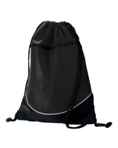 Augusta Sportswear 1920 Tri-Color Drawstring Backpack – Black/ Black/ White