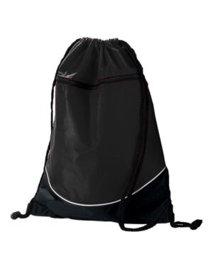 Augusta Sportswear 1920 Tri-Color Drawstring Backpack – Black/ Black/ White