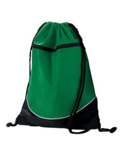 Augusta Sportswear 1920 Tri-Color Drawstring Backpack – Kelly/ Black/ White