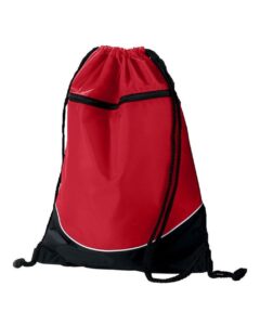 Augusta Sportswear 1920 Tri-Color Drawstring Backpack – Red/ Black/ White