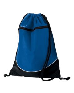 Augusta Sportswear 1920 Tri-Color Drawstring Backpack – Royal/ Black/ White