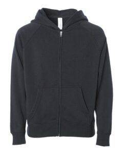 Independent Trading Co. PRM15YSBZ Youth Lightweight Special Blend Raglan Zip Hood – Black
