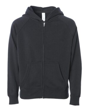 Independent Trading Co. PRM15YSBZ Youth Lightweight Special Blend Raglan Zip Hood – Black