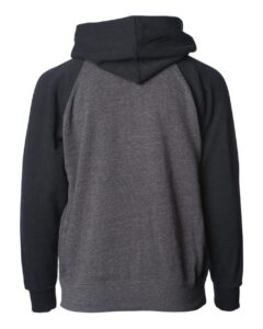 Independent Trading Co. PRM15YSBZ Youth Lightweight Special Blend Raglan Zip Hood – Carbon/ Black (back)