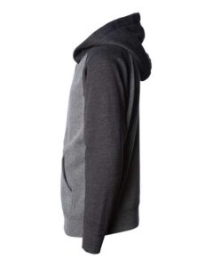 Independent Trading Co. PRM15YSBZ Youth Lightweight Special Blend Raglan Zip Hood – Nickel/ Carbon (side)