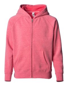 Independent Trading Co. PRM15YSBZ Youth Lightweight Special Blend Raglan Zip Hood – Pomegranate