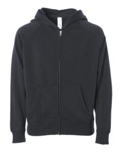 Independent Trading Co. PRM10TSBZ Toddler Lightweight Special Blend Raglan Zip Hood – Black