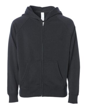 Independent Trading Co. PRM10TSBZ Toddler Lightweight Special Blend Raglan Zip Hood – Black