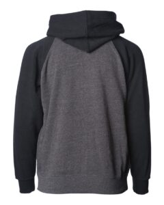 Independent Trading Co. PRM10TSBZ Toddler Lightweight Special Blend Raglan Zip Hood – Carbon/ Black (back)