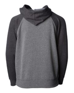 Independent Trading Co. PRM10TSBZ Toddler Lightweight Special Blend Raglan Zip Hood – Nickel/ Carbon (back)