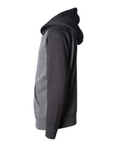 Independent Trading Co. PRM10TSBZ Toddler Lightweight Special Blend Raglan Zip Hood – Nickel/ Carbon (side)
