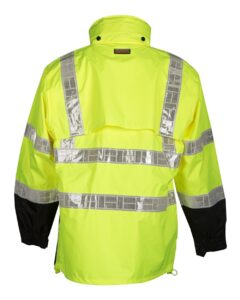 Kishigo RWJ100-101 Unisex Storm Stopper Pro Rainwear Jacket – Lime (back)