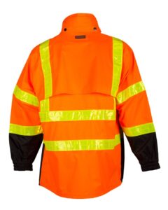 Kishigo RWJ100-101 Unisex Storm Stopper Pro Rainwear Jacket – Orange (back)