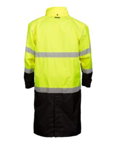 Kishigo RWJ108-109 Unisex Premium Brilliant Series® Long Rain Coat – Lime (back)