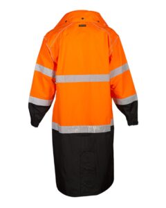 Kishigo RWJ108-109 Unisex Premium Brilliant Series® Long Rain Coat – Orange (back)