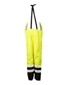 Kishigo RWB106-107 Unisex Premium Black Series® Rainwear Bib – Lime (back)