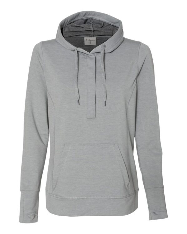 J. America Women’s Omega Stretch Snap-Placket Hooded Sweatshirt