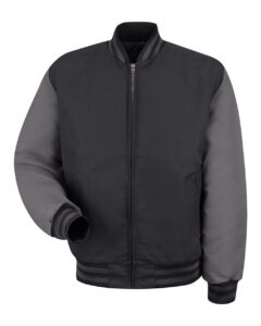 Red Kap JT40T Men’s Tall Duo-Tone Team Jacket – Black/ Charcoal