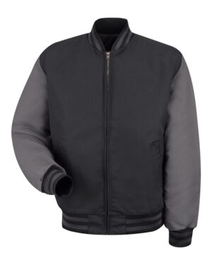 Red Kap JT40T Men’s Tall Duo-Tone Team Jacket – Black/ Charcoal