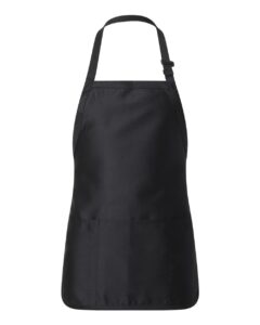 Q-Tees Q4250 Full-Length Apron with Pouch Pocket – Black