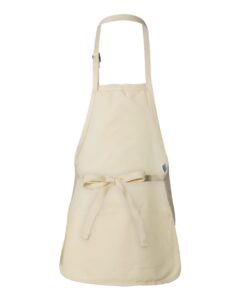 Q-Tees Q4250 Full-Length Apron with Pouch Pocket – Natural (back)