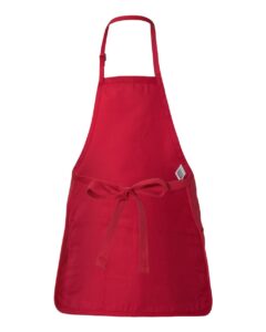 Q-Tees Q4250 Full-Length Apron with Pouch Pocket – Red (back)