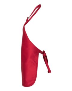 Q-Tees Q4250 Full-Length Apron with Pouch Pocket – Red (side)