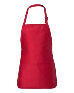 Q-Tees Q4250 Full-Length Apron with Pouch Pocket – Red