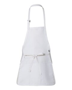 Q-Tees Q4250 Full-Length Apron with Pouch Pocket – White (back)