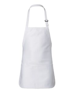 Q-Tees Q4250 Full-Length Apron with Pouch Pocket – White