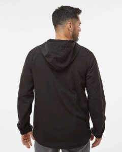 DRI DUCK 5310 Men’s Apex Soft Shell Hooded Jacket – Black (on model back)