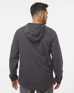DRI DUCK 5310 Men’s Apex Soft Shell Hooded Jacket – Charcoal (on model back)