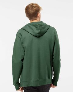 Independent Trading Co. SS4500Z Unisex Midweight Full-Zip Hooded Sweatshirt – Alpine Green (on model back)