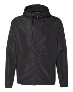 Independent Trading Co. EXP54LWZ Men’s Lightweight Windbreaker Full-Zip Jacket – Black