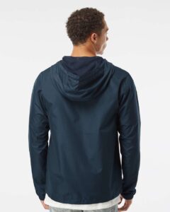 Independent Trading Co. EXP54LWZ Men’s Lightweight Windbreaker Full-Zip Jacket – Classic Navy (on model back)