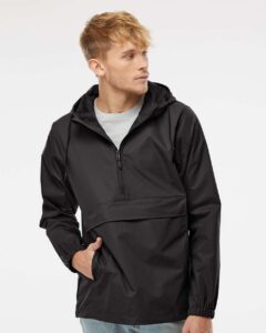 Independent Trading Co. EXP94NAW Men’s Nylon Anorak – Black (on model)
