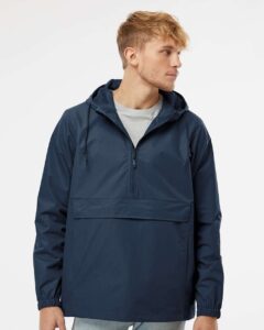 Independent Trading Co. EXP94NAW Men’s Nylon Anorak – Classic Navy (on model)